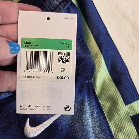 New Nike Dri-FIT Kids XL Blue Green Basketball Short Loose Fit Youth Athletic - Picture 5 of 10